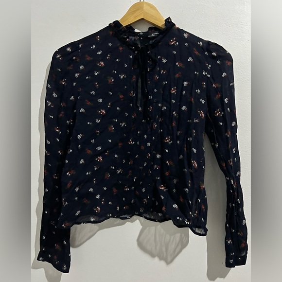 Zara Floral high Collar top Size XS - Picture 4 of 5